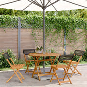 Set da Pranzo per Giardino 5pz Nero Polyrattan e Legno Massello 3281766
