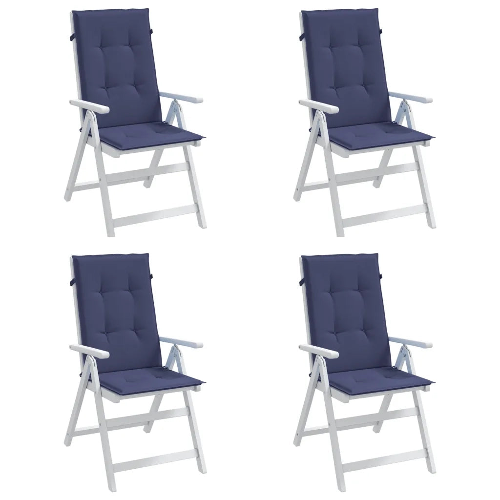 Cuscini Sedia con Schienale Alto 4 pz | Cuscini per sedie Blu Marino Tessuto