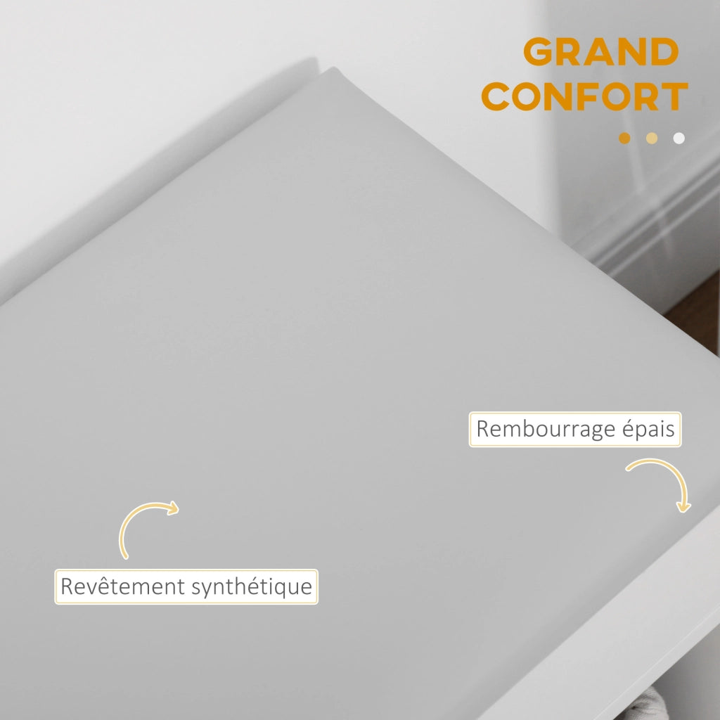 Scarpiera Panca con Contenitore ¨C Xylo ¨C Bianco con Cuscino 2 Ripiani