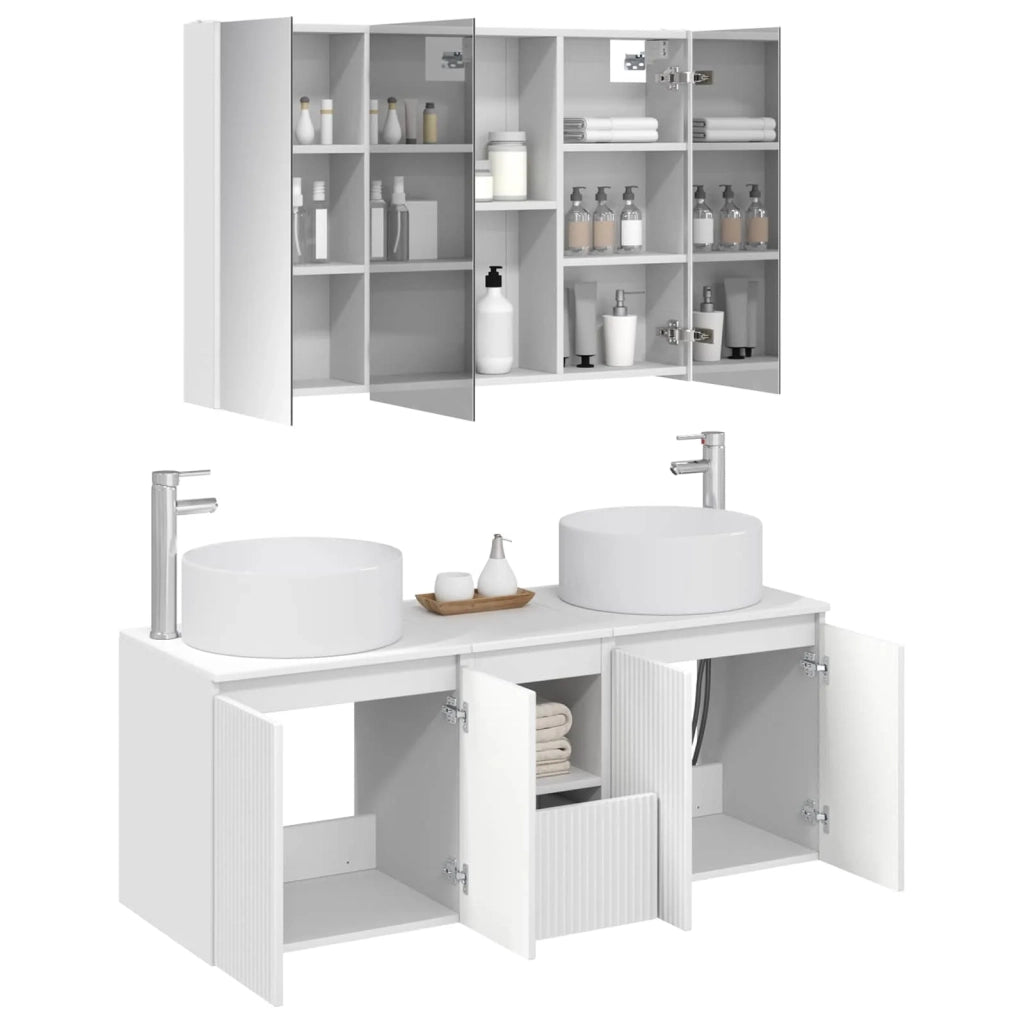 Set di Armadi da Bagno 4 pcs Bianco 103,5 x 15,5 x 70 cm 3406583