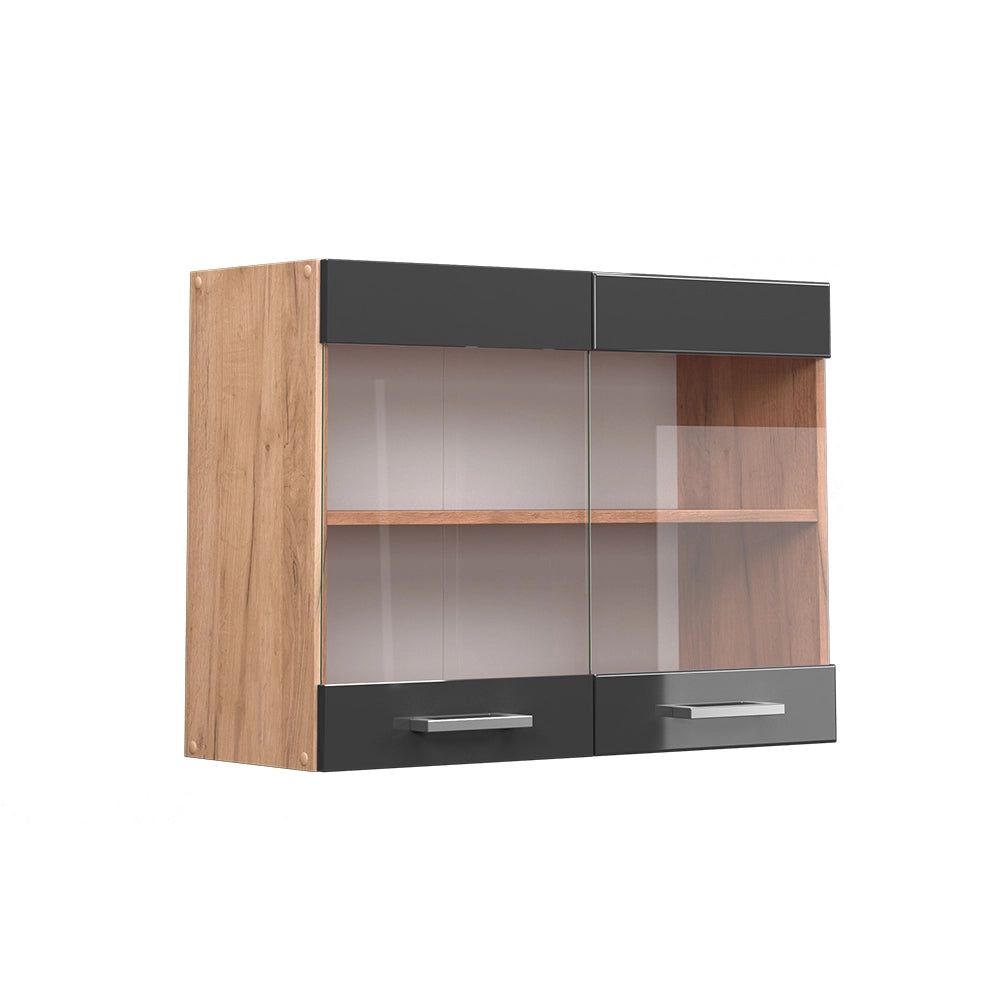 Vicco Mobile da cucina in vetro Antracite lucido 80 cm