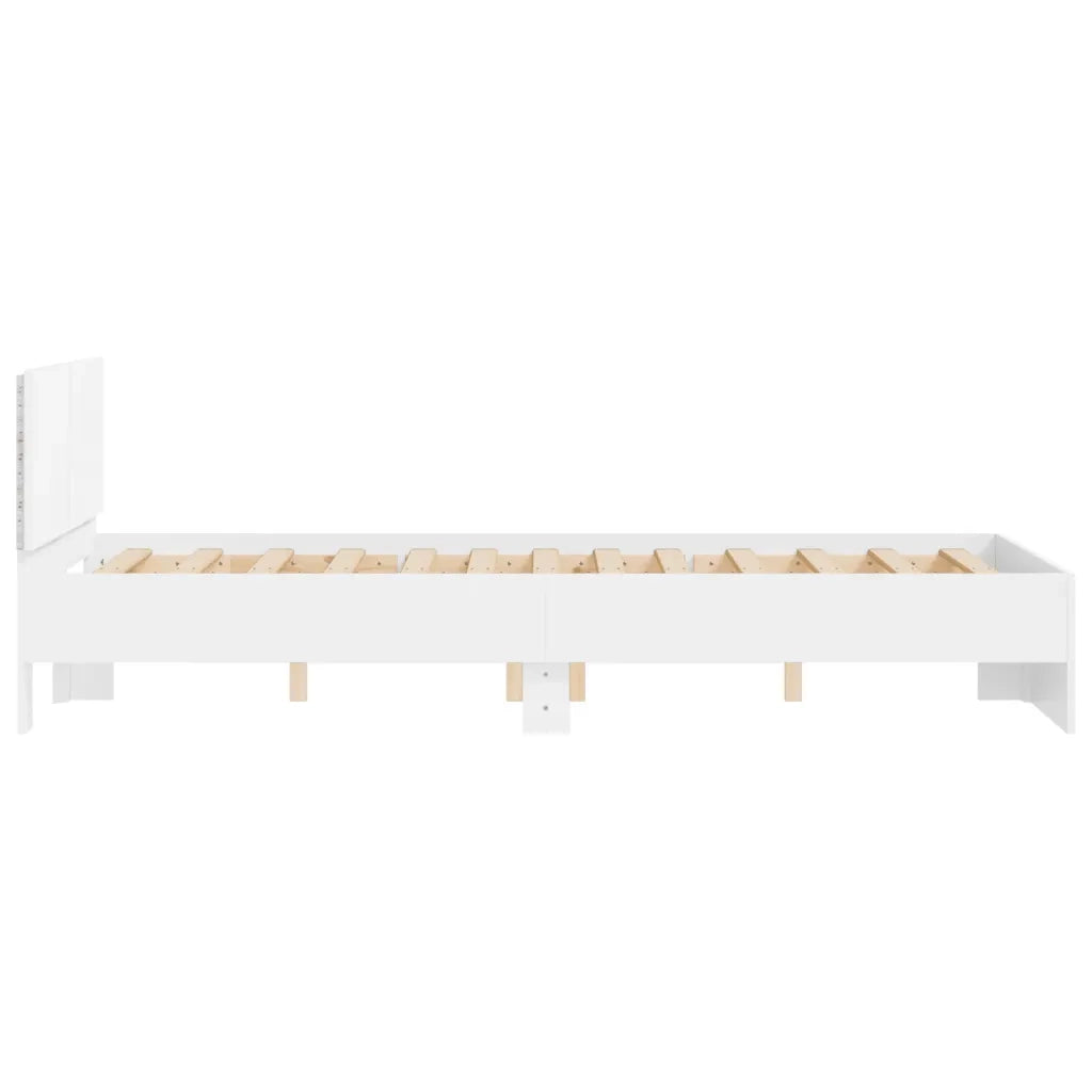 Giroletto con Testiera e LED-Struttura Letto con testiera Bianco 135x190 cm 474926