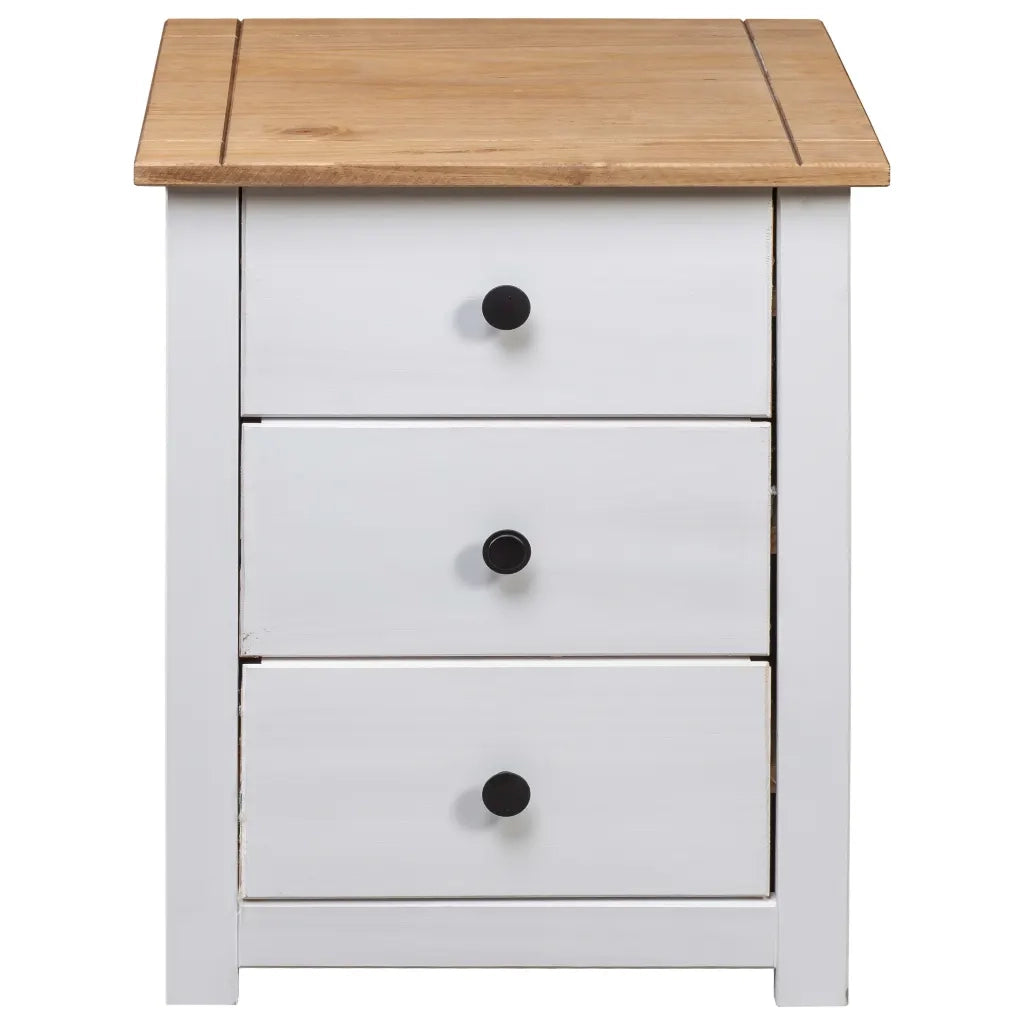 Comodino Bianco 46x40x57 cm in Legno di Pino Panama Range 282654