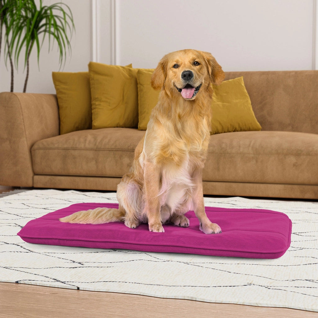 Maxi Cuscino Imbottito e Trapuntato per Cani Gatti in Microfibra Fucsia