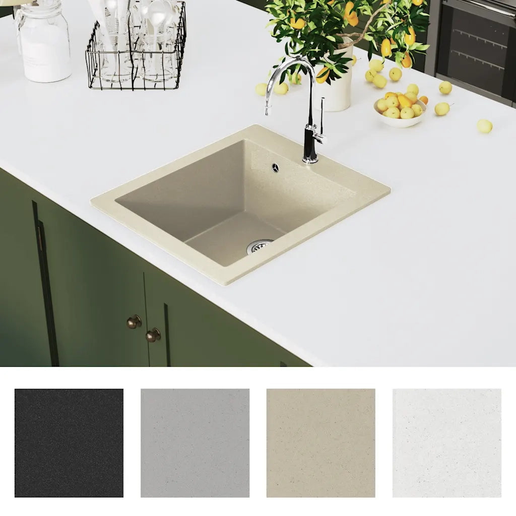 Lavello da Cucina in Granito Vasca Singola Beige CFW6312627