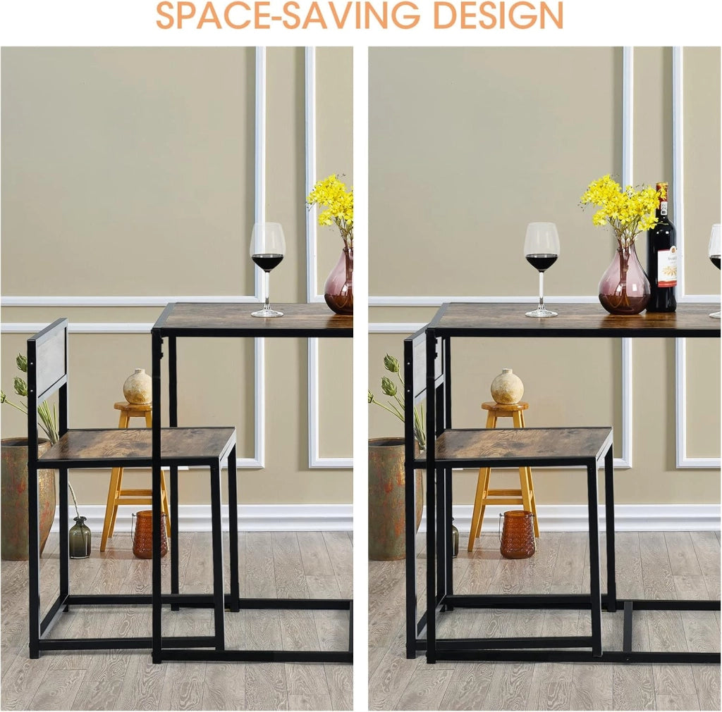 Set di Tavolo da Bar da 3 Pezzi, Set 3 Pezzi con 2 Sedie e Tavolo, Piccolo Tavolo da Cucina per 2 Persone, Tavolo da Bistrò, 3 Colori