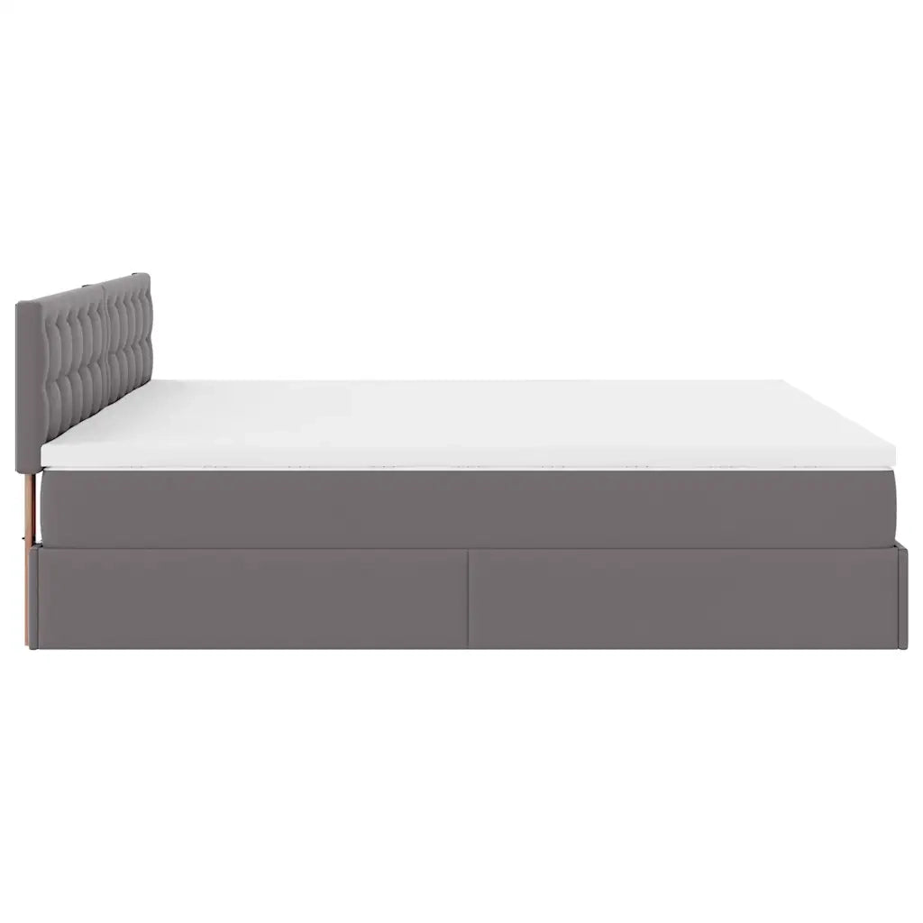 Struttura Letto Pouf con Materassi Grigio 180x200 cm Similpelle 3311959