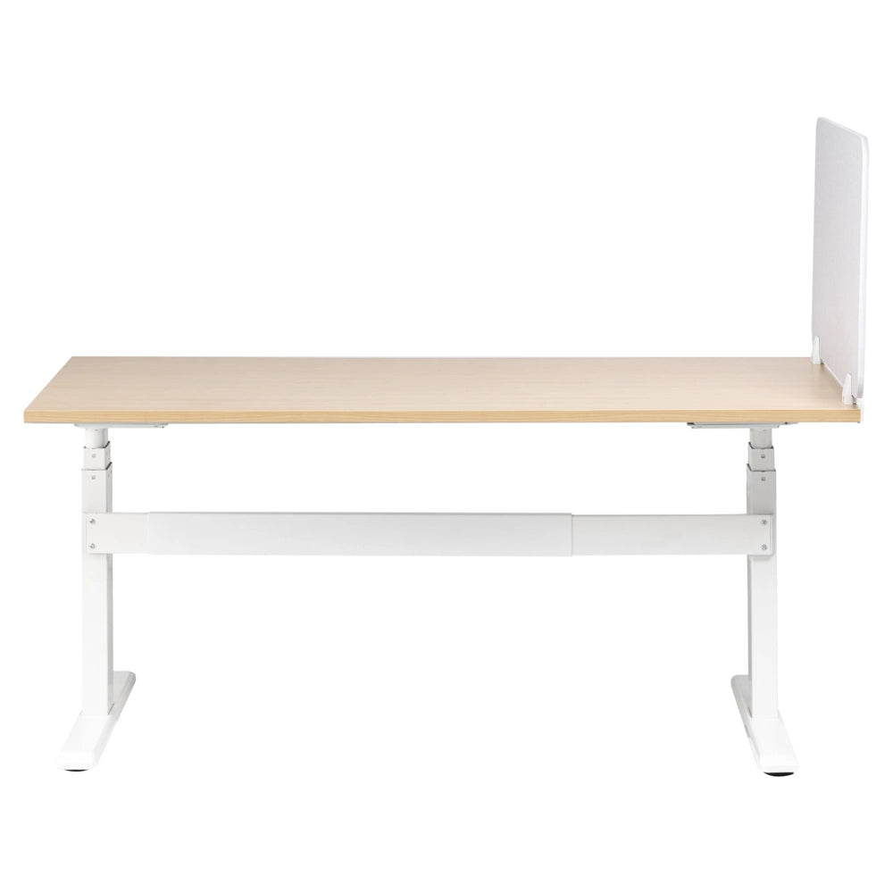 Pannello Divisorio da Scrivania Bianco Sporco in PET con Rivestimento in Tessuto 80 x 50 cm Schermo Acustico per Ufficio e Home Office