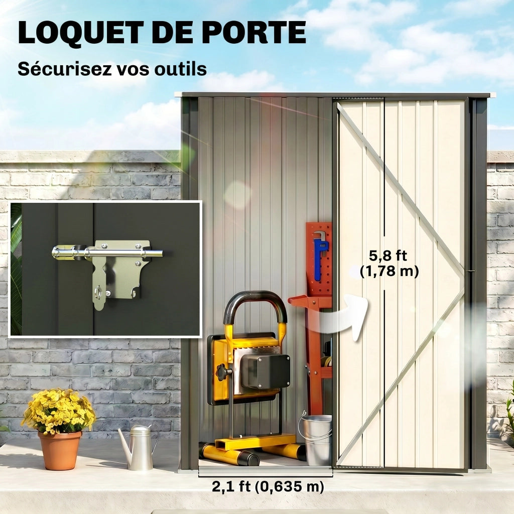 Casetta da Giardino Porta Utensili ¨C Zephmum ¨C Acciaio, 161.5x94.5x196cm, Nero