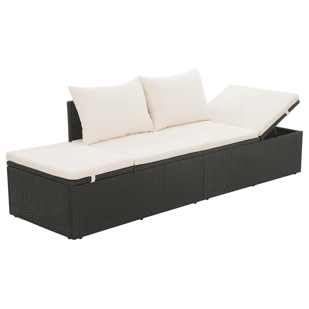 Lettino da Giardino Nero 195x60 cm in Polyrattan 43953