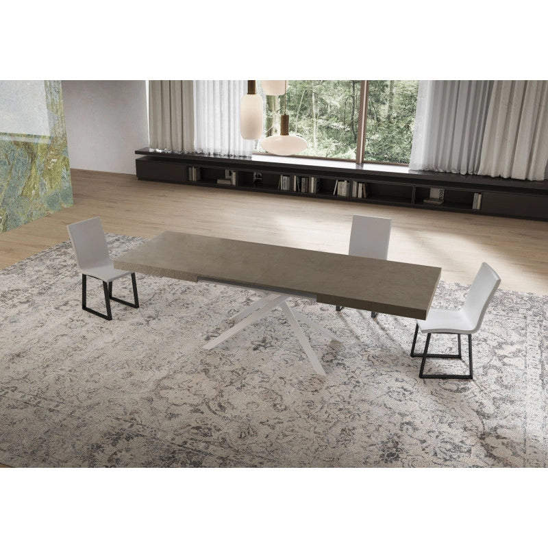 Tavolo allungabile 160/420x90 cm Niket telaio Bianche - Tortora