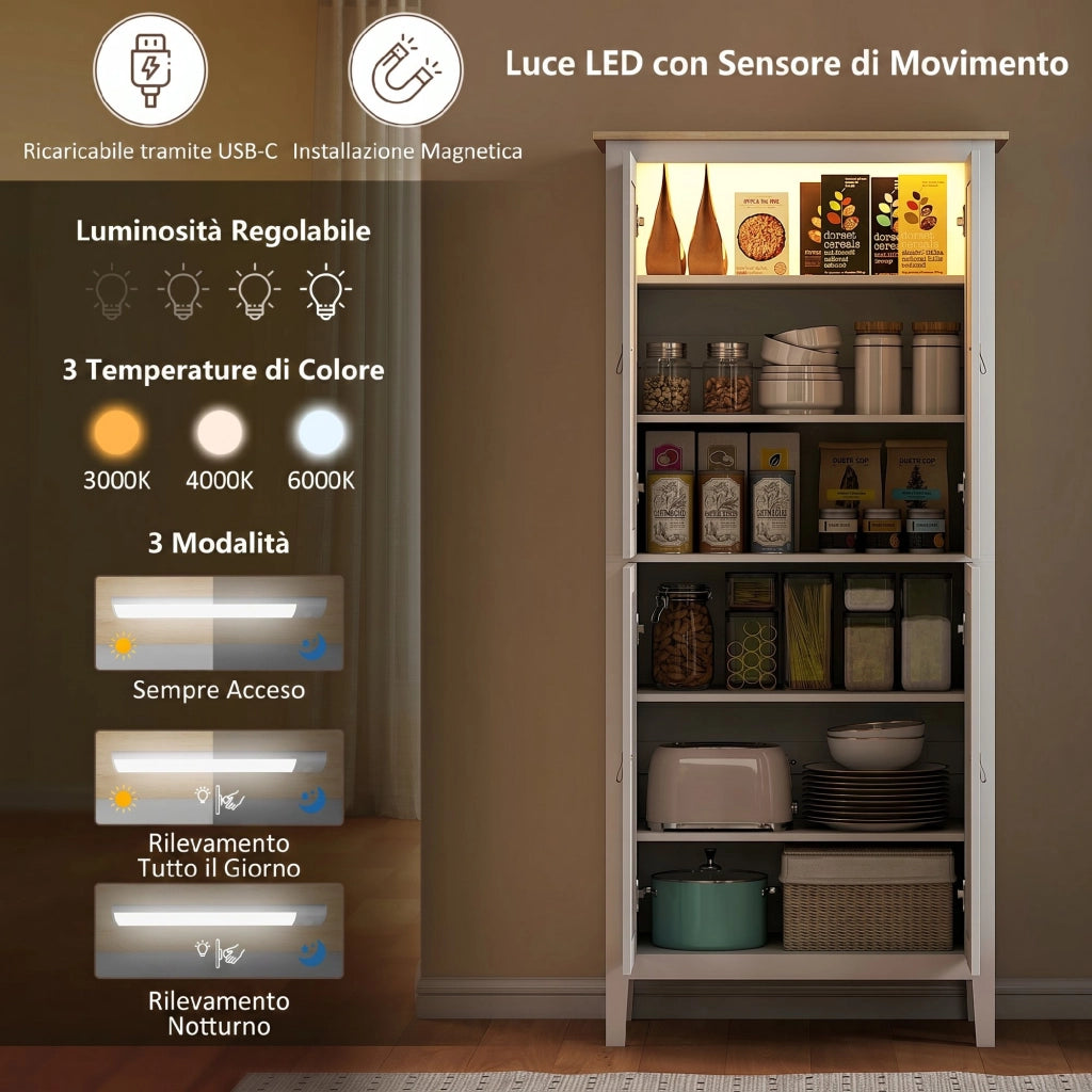 Credenza Cucina con Luce LED ¨C zephmum ¨C Bianco 177 cm