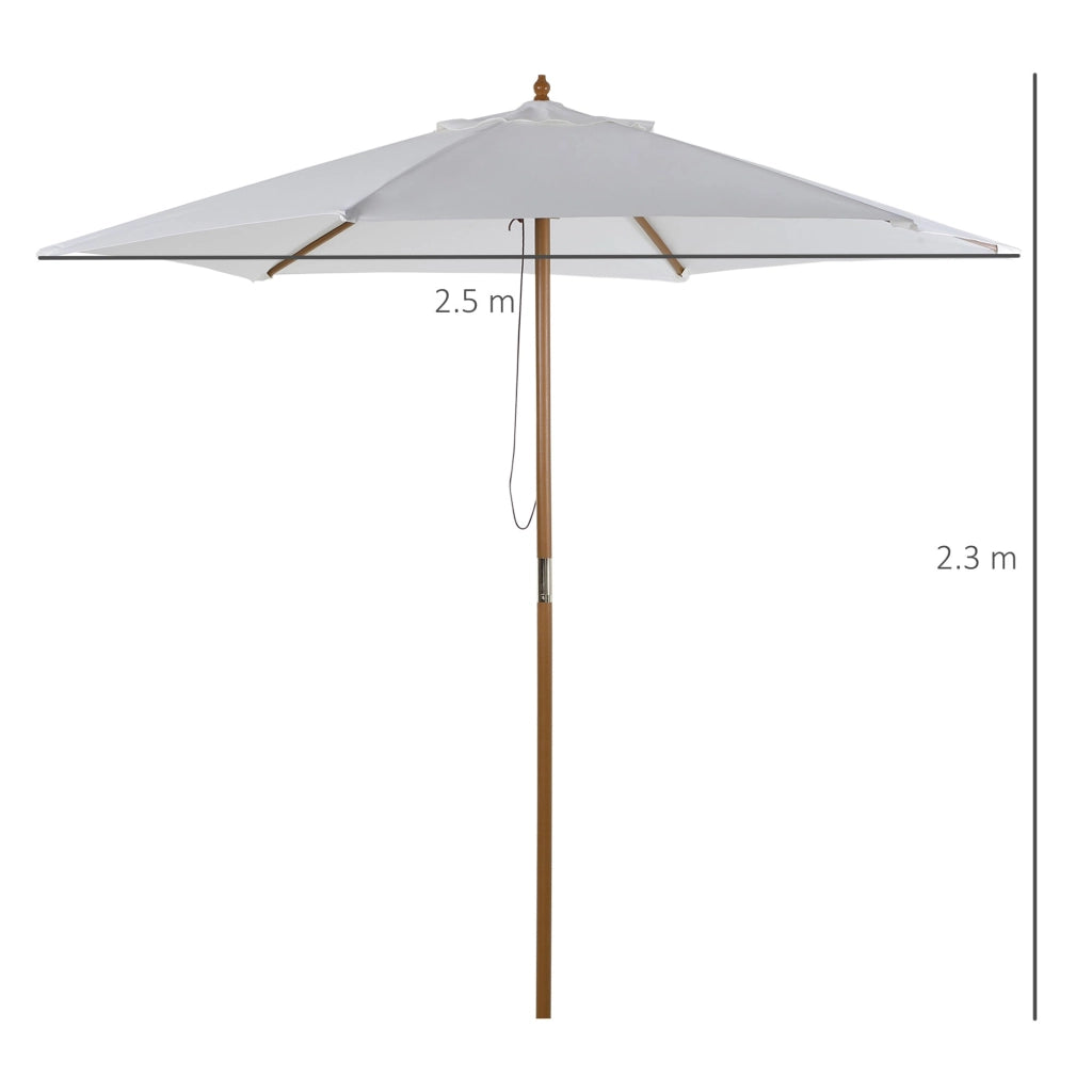 Ombrellone da Giardino Ø2,5x2,3 m Palo Ø38 mm in Bambù Bianco