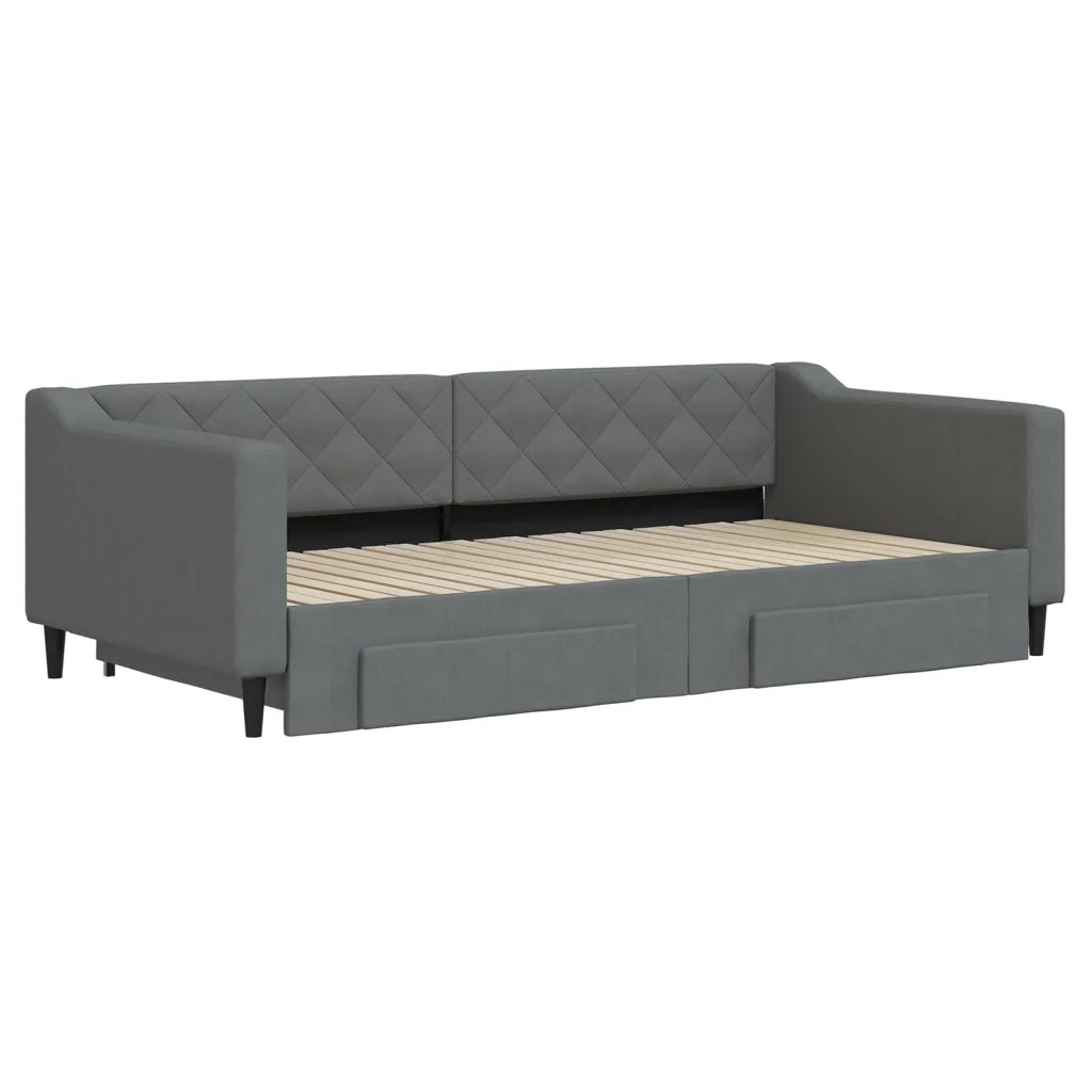 Divano Letto Estraibile Cassetti-Sofa Letto-Daybed Grigio Scuro 100x200cm Tessuto 460279