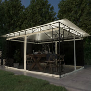 Gazebo con Zanzariera e Luci LED 4x3x2,73 m Crema 3070315