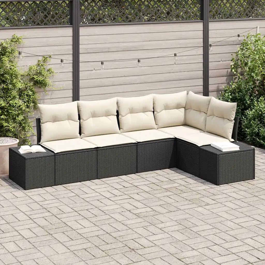 Set Divano da Giardino 5 pcs Nero polyrattan 3347057