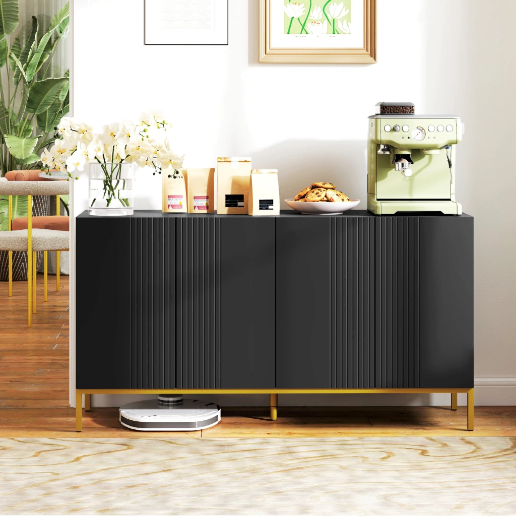 Credenza design moderno ¨C zephmum ¨C nero legno metallo dorato