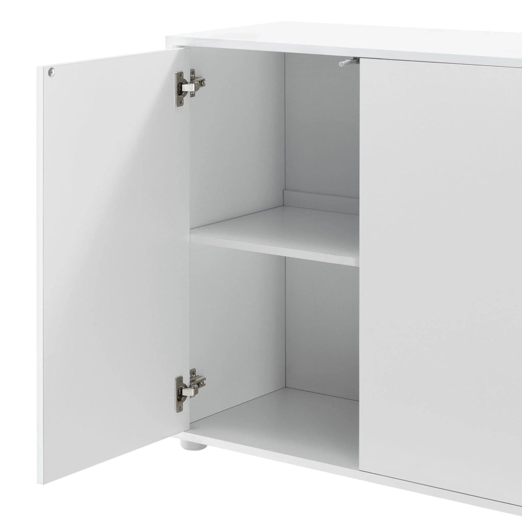 Credenza cassettiera pratico mobile contenitore con 2 cassetti 3 ante 117 cm bianco opaco 03_0005047