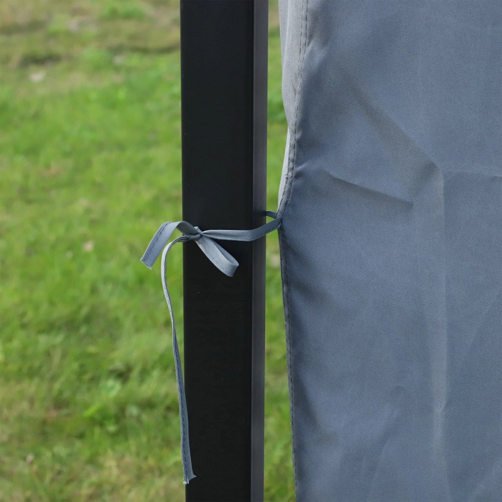 Gazebo da Giardino 3x3m ¨C Xylo ¨C Tetto Policarbonato, Tende Zanzariera, Alluminio Grigio Scuro