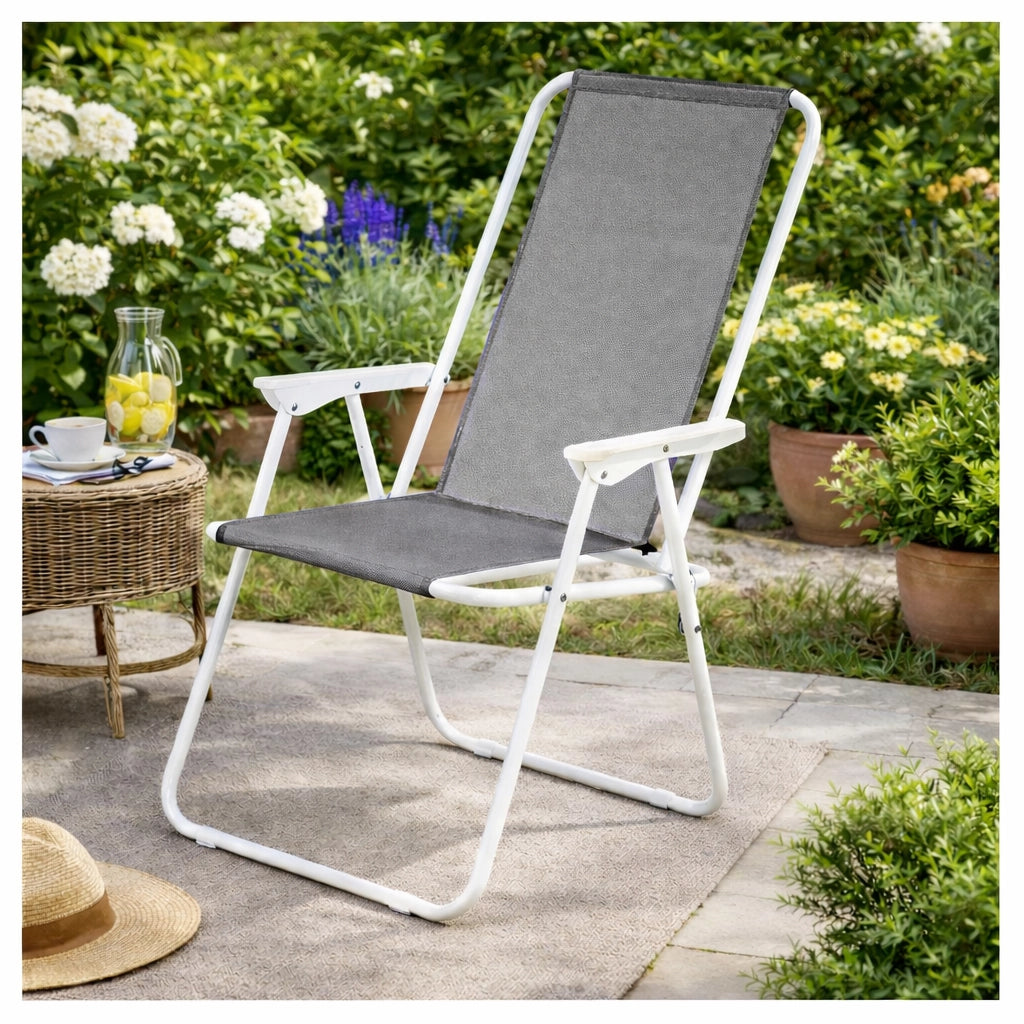 SEDIA DA SPIAGGIA PIEGHEVOLE 52x48x86 CM COLORE: GRIGIO