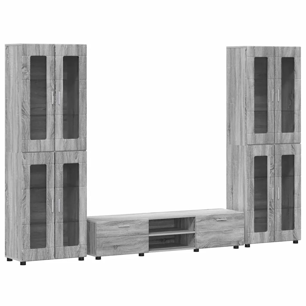 Set mobile TV con porta FLORIN Grigio Sonoma Legno multistrato