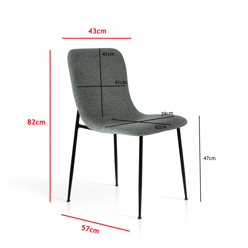 Set 2 sedie da pranzo Hispanohogar ferro e tessuto grigio verdastro 82×43×57 cm