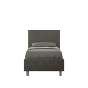 Letto imbottito Singolo 80x190 cm Adele - Contenitore,Microfibra,Grigio