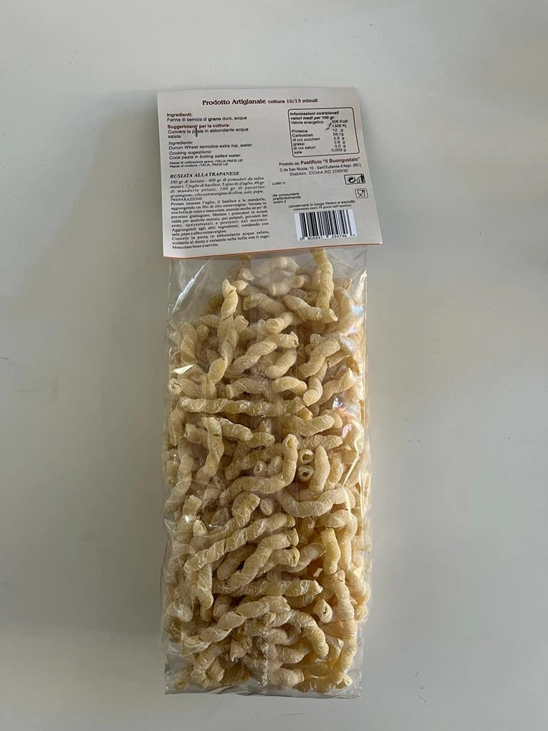 Pasta di semola di grano duro trafilata al bronzo, 6 confezioni da gr 500,  Busiata Trapanese