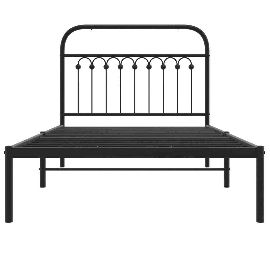Giroletto con Testiera Metallo Nero 100x200 cm 376595