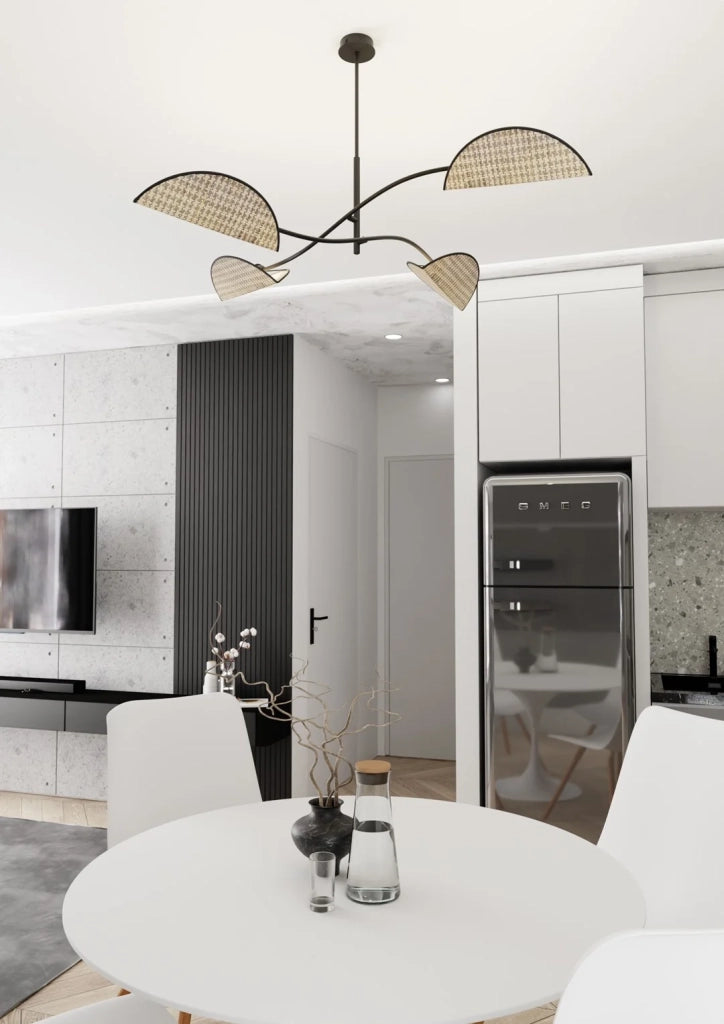 Plafoniera Moderna Ares Acciaio Nero 4 Luci E14 Ip20