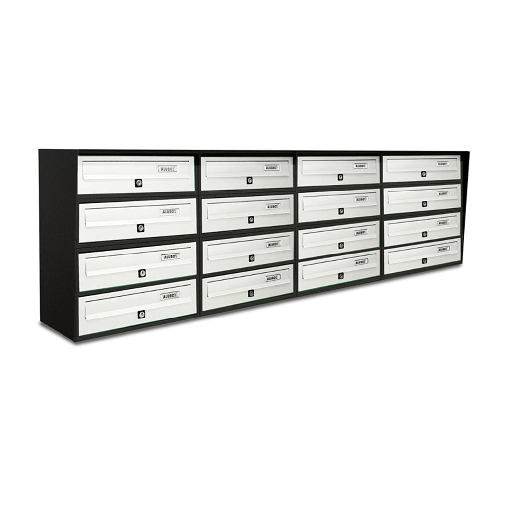 ALUBOX SLIM Cassette Postali Condominiali 16 Posti 50X154,5X30 Cm In Lamiera Zincata E Alluminio Cassetta Postale Da Esterno Condominiale Sistema Anti Prelievo Resistente All'Acqua