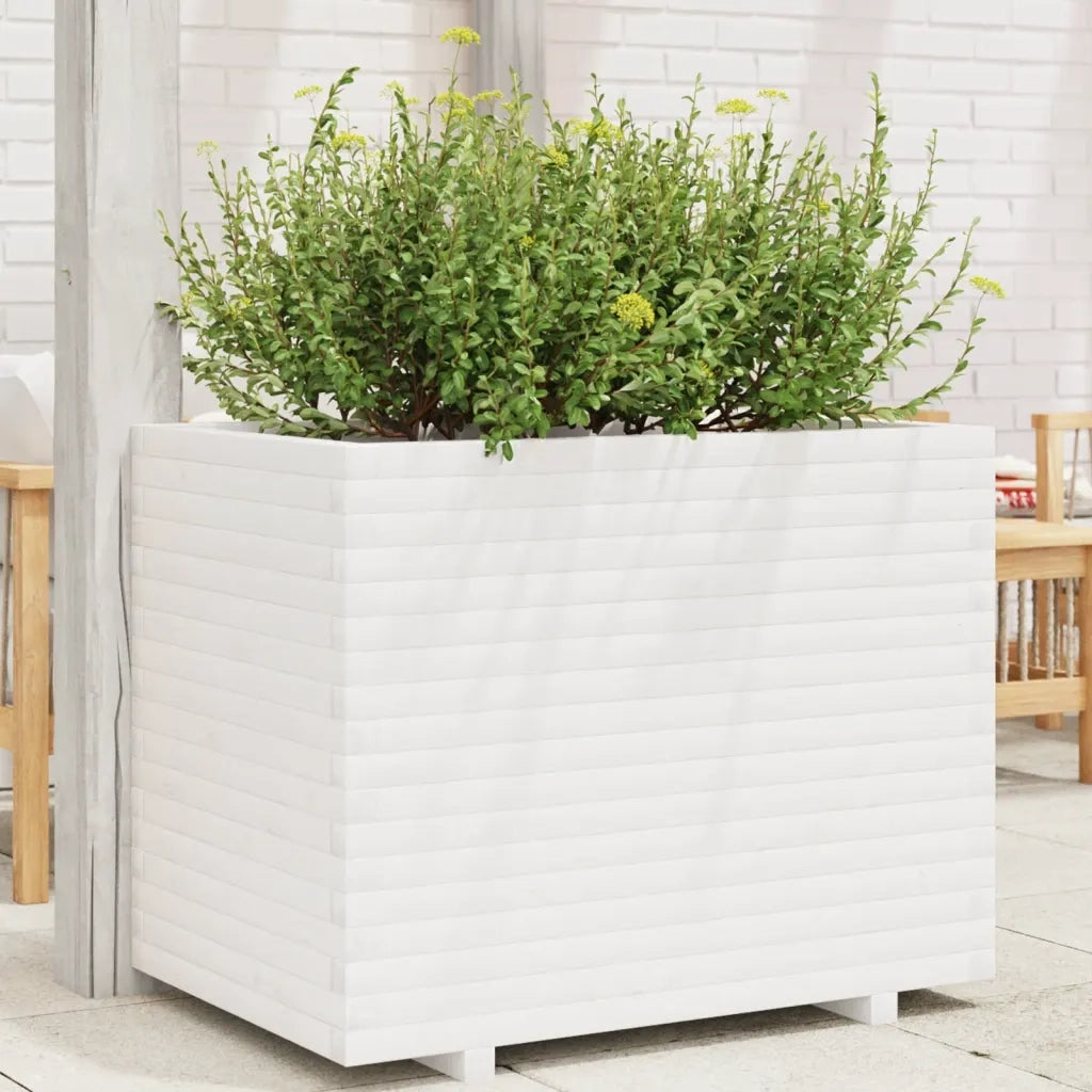 Fioriera da Giardino Bianca 90x60x72 cm Legno Massello di Pino 3282645