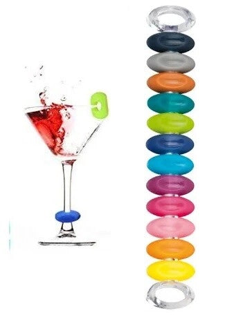 Set 12 Pezzi Segna Calice Colori Assortiti Italyplast