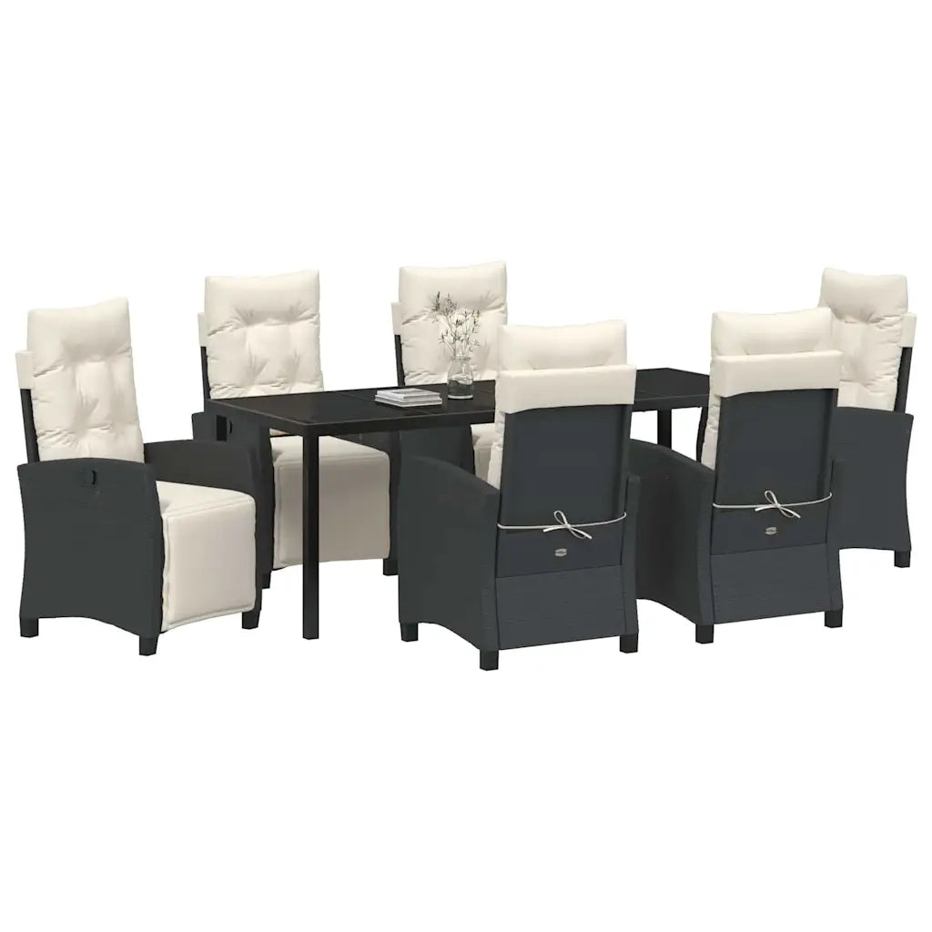 Set da Pranzo per Giardino con cuscino 7 pcs Nero polyrattan 3380419