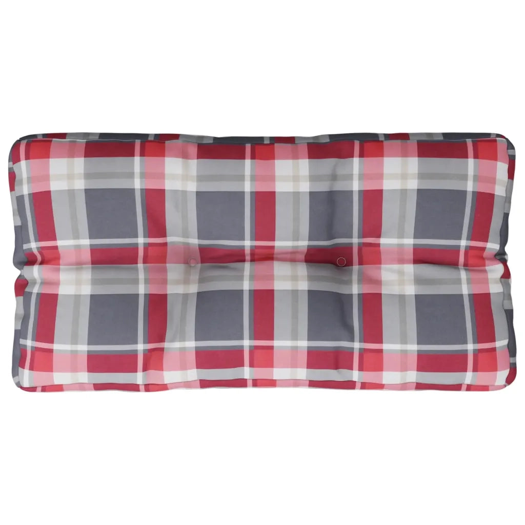 Cuscino per Pallet a Quadri Rossi 70x40x12 cm in Tessuto 360592