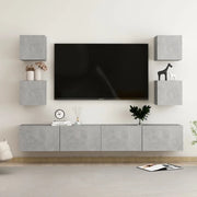 Set di Mobili Porta TV 6 pz Grigio Cemento in Legno Multistrato cod mxl 64434