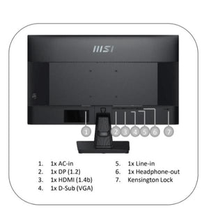 Msi pro mp245g monitor pc 60,5 cm (23.8") 1920 x 1080 pixel full hd lcd nero - 9S6-3PC1CM-004