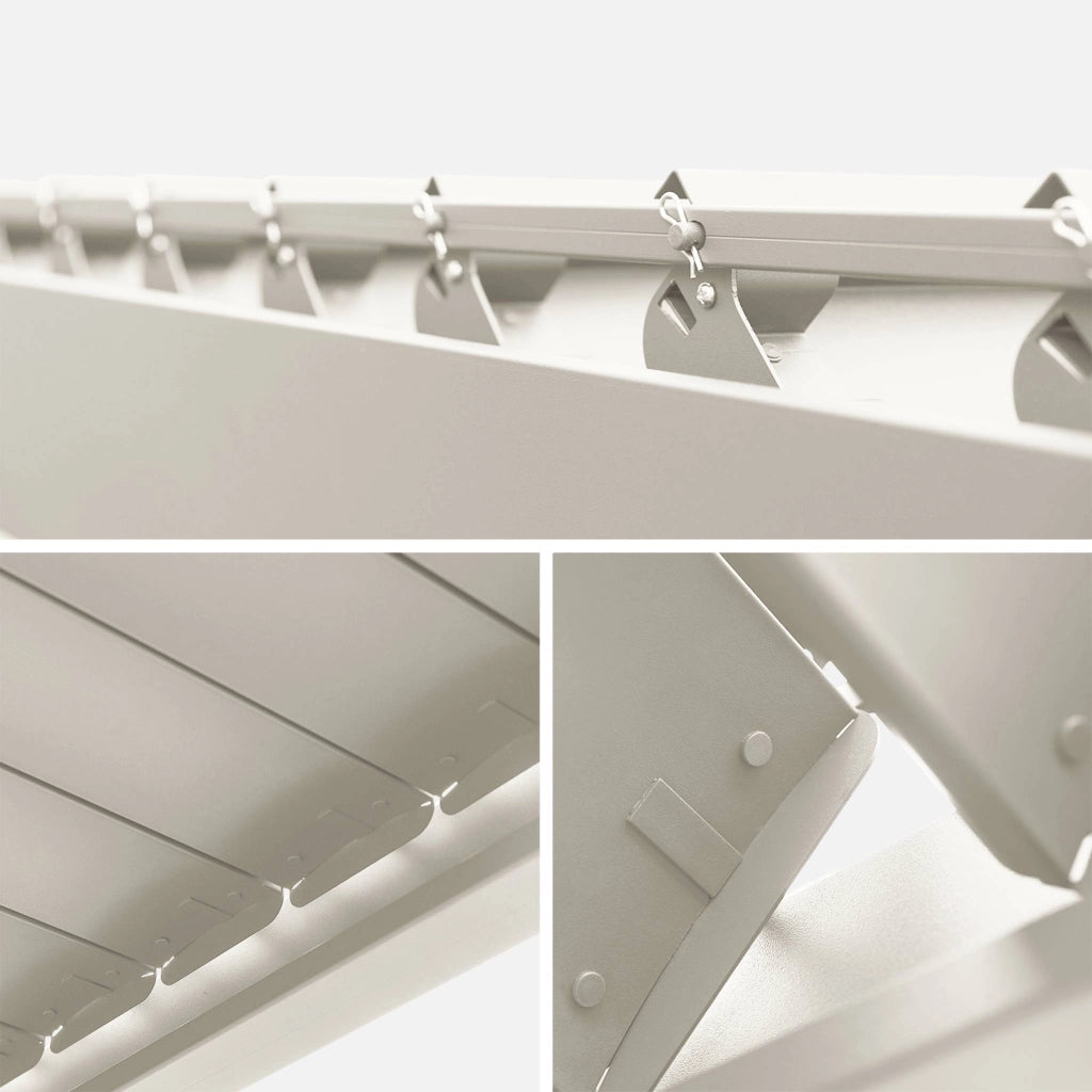 Pergola bioclimatica 3x4m in alluminio, lamelle orientabili, beige