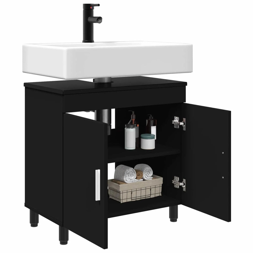 Mobiletto da bagno Nero 60 x 35 x 60 cm Legno ingegnerizzato 889396