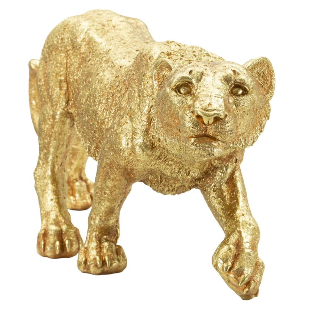 Scultura Pantera, Oro, Poliresina, 89x21x33 cm