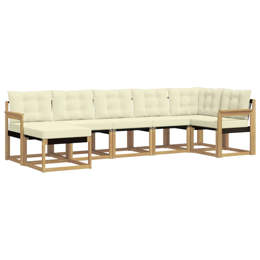 Set di divani da esterno con cuscino 7 pcs Bianco e Crema