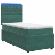 Letto Box Spring LED con Materasso Verde Scuro 100 x 200 cm 3456008