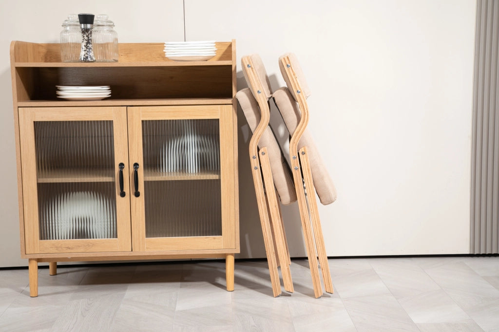 SEDIA Pieghevole imbottita in legno cachi Set da 2 pezzi