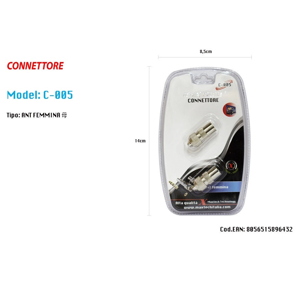 Trade Shop - Spinotto Tv Femmina Connettore Antenna Per Televisore Adattatore Maxtech C-005 -
