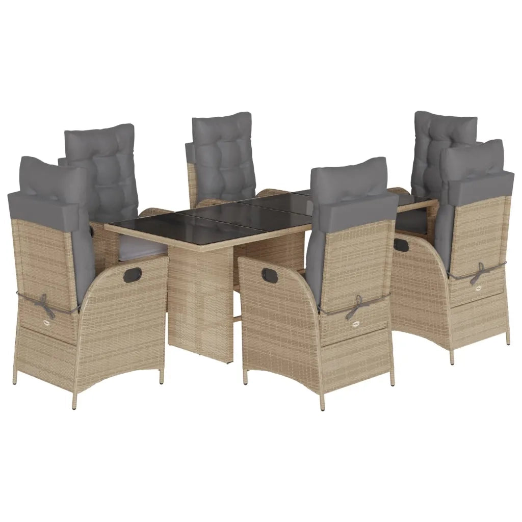 Set Pranzo da Giardino 7 pz con Cuscini Beige Misto Polyrattan 3213127