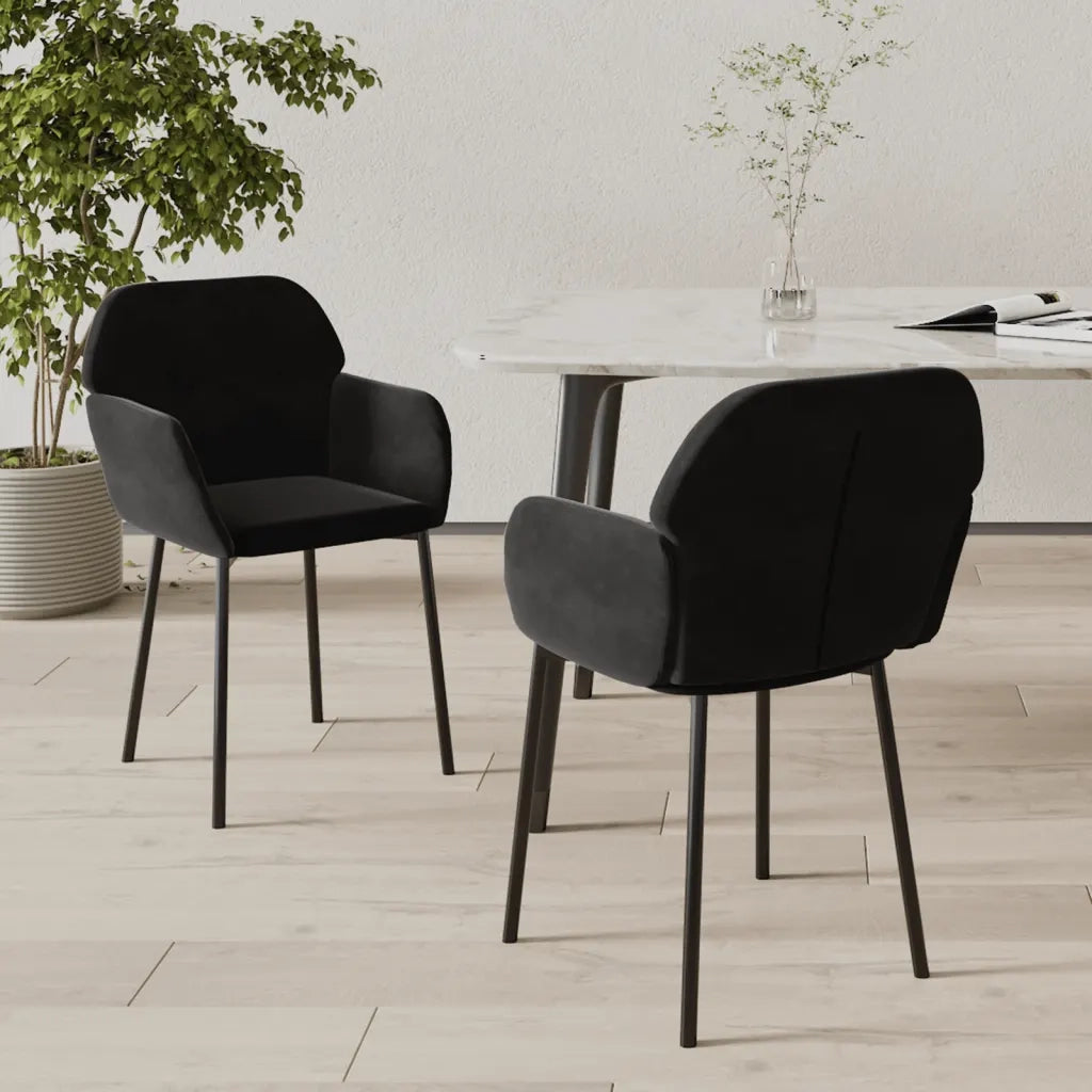 Sedie da Pranzo 2 pz | Sedie da cucina Nere in Velluto