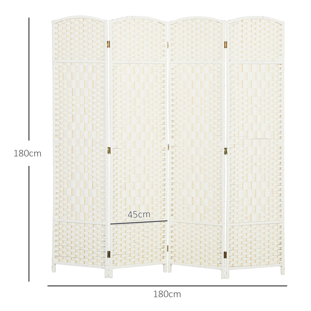Paravento 4 Ante Legno Pieghevole ¨C zephmum ¨C Bianco 180x180 cm
