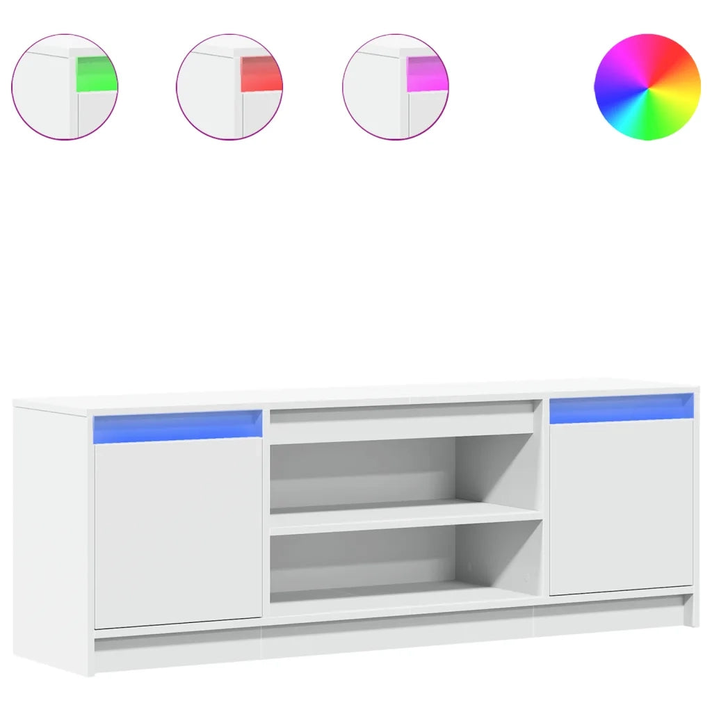 Mobile Porta TV con LED-Mobile per TV-Credenza TV Bianco 139,5x34x50 cm in Truciolato