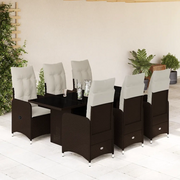 vidaXL Set Bistrò da Giardino 7 pz con Cuscini in Polyrattan Marrone