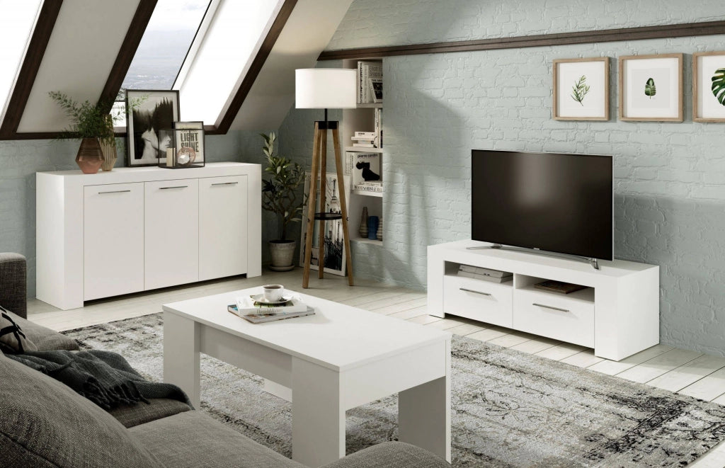 Tavolino da salotto Almas, Tavolino da caffÒ¨ con piano elevabile, Tavolo basso da soggiorno, cm 100x50h45/56, Bianco lucido